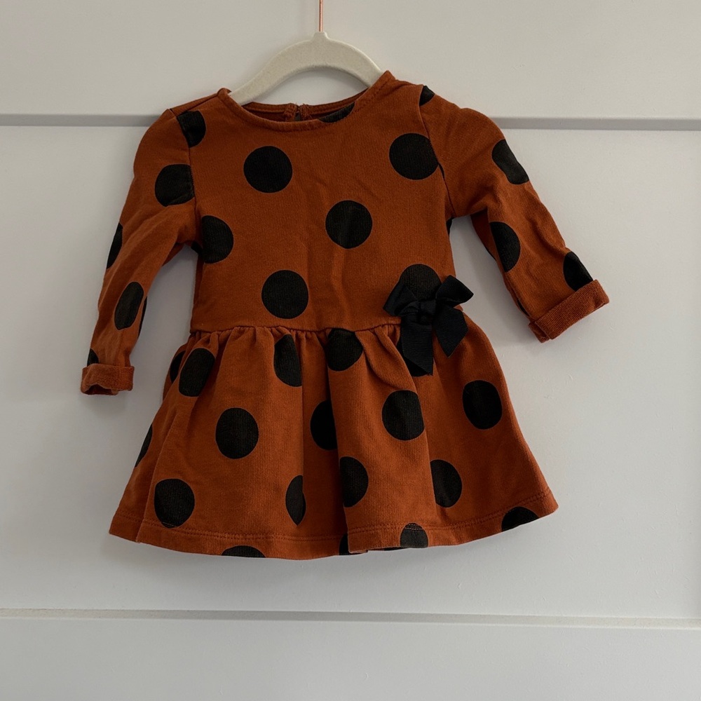 Carter’s Baby Girl Polka Dot Bow Long-Sleeve Dress 6 Months